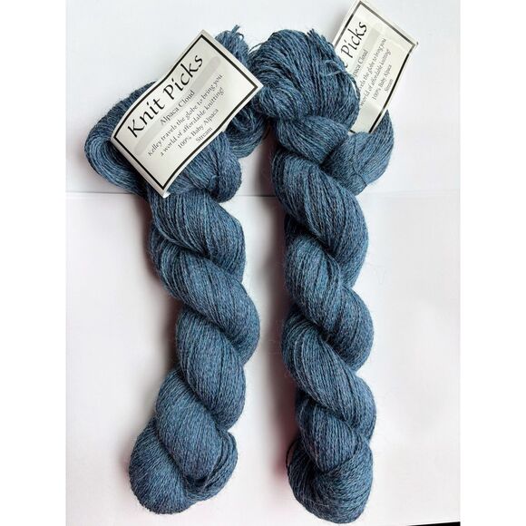 Knit Picks Alpaca Cloud 100% Baby Alpaca Yarn - Stream, Lace Weight, Set of 2 - Picture 1 of 3